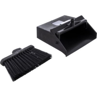 SPARTA Duo-Pan Upright Dust Pan and Broom Set, Essential Cleaning Tools for Home and Commercial Use, 36" Handle, 1 Count, Black