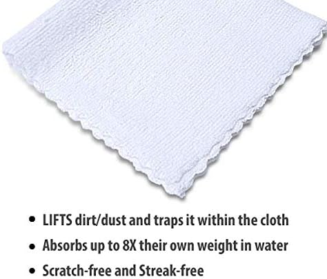 Eurow 200GSM Microfiber Cleaning and Drying Cloths with Dispenser Box, Reusable, Streak-Free, Scratch-Free, Ultra Absorbent, Edgeless for All Surface Types, 12x12in, 50-Pack, White