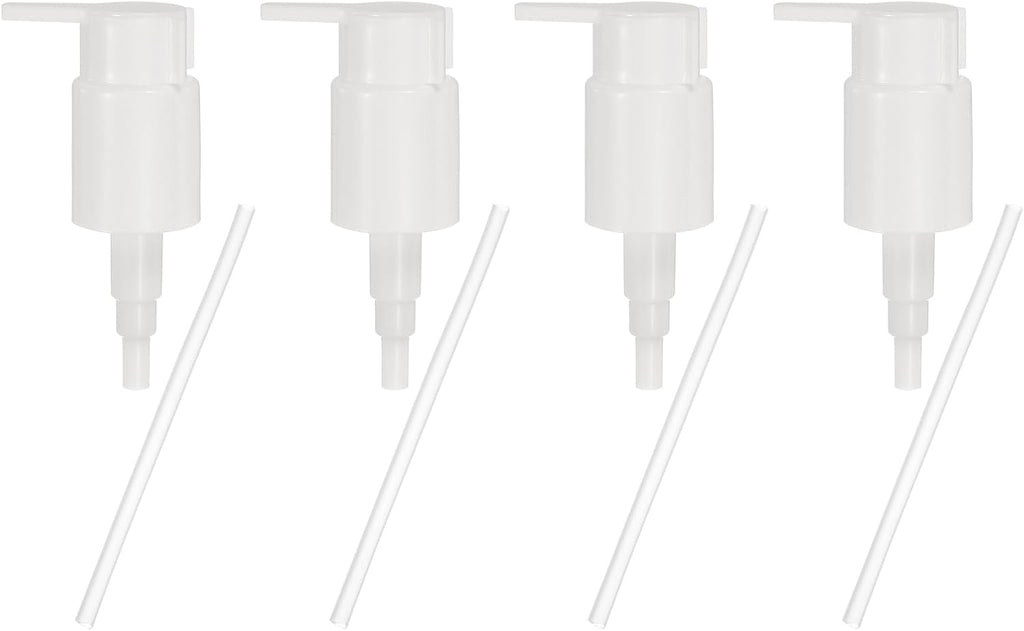 uxcell 4 Pcs Soap Dispenser Pump Heads, Hand Soap Dispensers Top Pumps Replacement Clip-on Pumphead for Standard 24/410 Neck Size Bathroom Lotion Shampoo Bottle, White