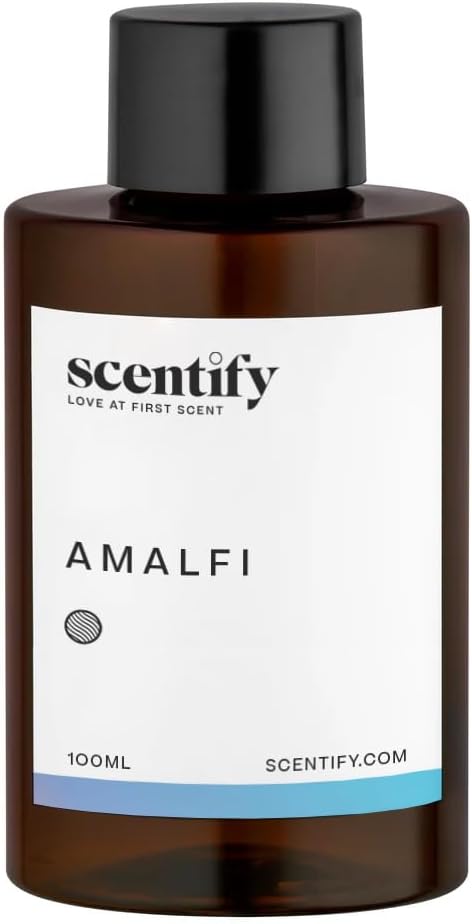 Scentify Amalfi Aroma Oil Refill Scent for Oil Diffusers - Lemon, Jasmine, Orchid, Amber, Musk Scents - Luxurious Relaxing Aromatherapy Diffuser Fragrance 100ml, 3.38 oz