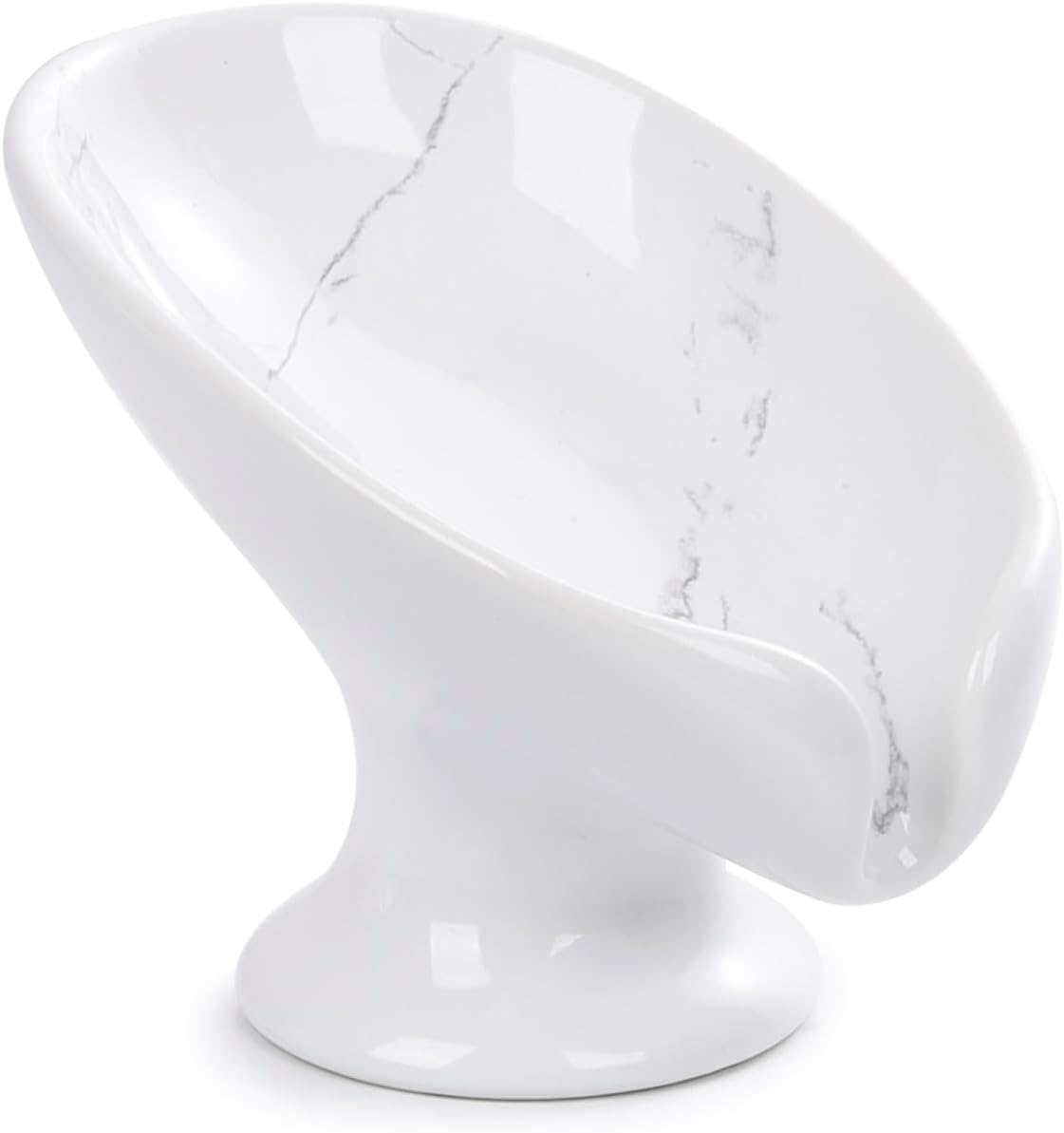 Soap Dish, Self Draining Bar Soap Holder for Bathroom Sink, Leaf Shaped Drainage Ceramic Marble Porcelain Decorative Soap Dish, No Suction Cup, ANTIS'S HOME