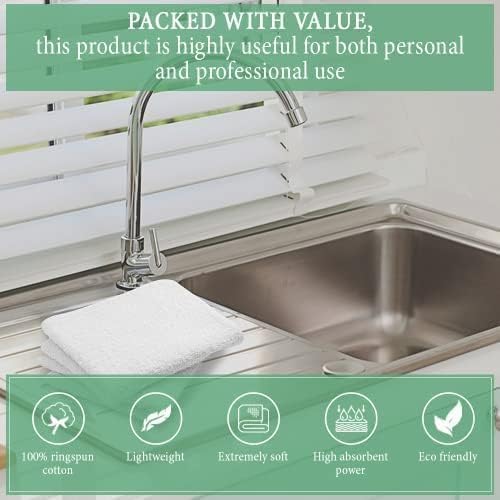 100% Cotton Terry Towel Cleaning Rags Pearl White 14'x17'|Pack of 100|Soft Large Cleaning Rags|Super Absorbent|Quick Dry|Multipurpose Towels|Restaurant Towels|Reusable Shop Rags