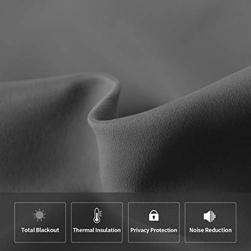 DWCN French Door Curtains – Rod Pocket Thermal Blackout Curtain for Doors with Glass Window, Kitchen and Patio Doors for Privacy, 54 X 72 Inches Long, 1 Curtain Panel with Tieback, Dark Grey