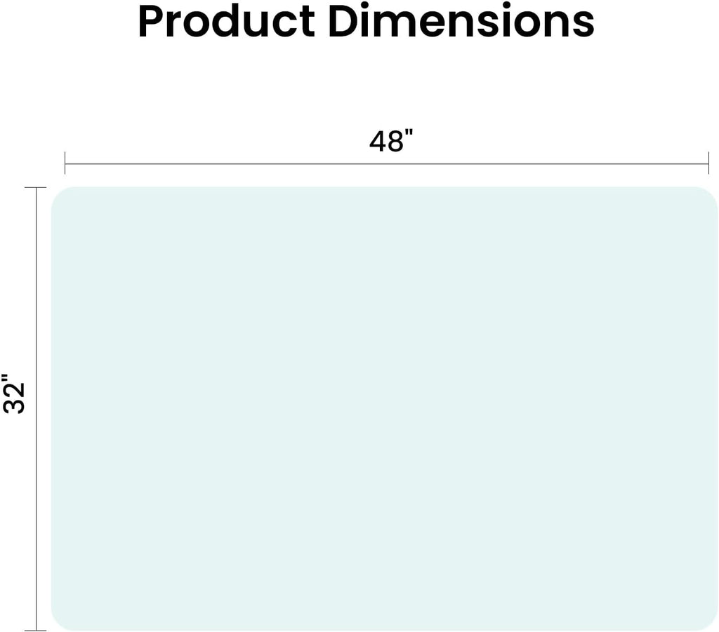 48"x31" Tempered Glass Chair Mat, Heavy Duty Glass Office Floor Mat for Carpet or Hardwood Floors, with Non-Slip Pads, Round Corner and Polished Edge, Effortless Rolling, Thick 1/5"