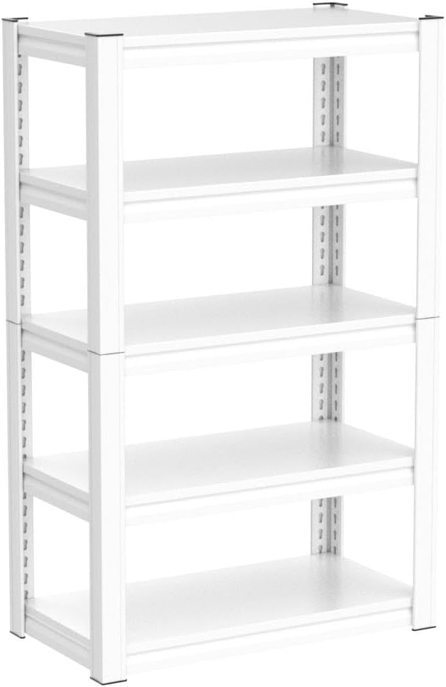 Raybee Garage Shelving Heavy Duty 2000LBS Storage Shelves Heavy Duty Shelving 5 Tier White Metal Shelves Pantry Shelf for Kitchen Closet Basement Warehouse 16.5" D x 32" W x 63" H