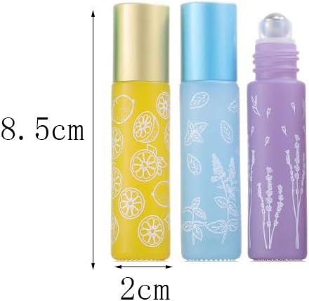 10 Pcs Green Glass Essential Oil Roller Bottles,10ml Empty Refillable Roll on Bottles,Glass Travel Roller Bottles with Stainless Steel Roller Balls for Essential Oil,Perfume,Lip Gloss Lip Balms