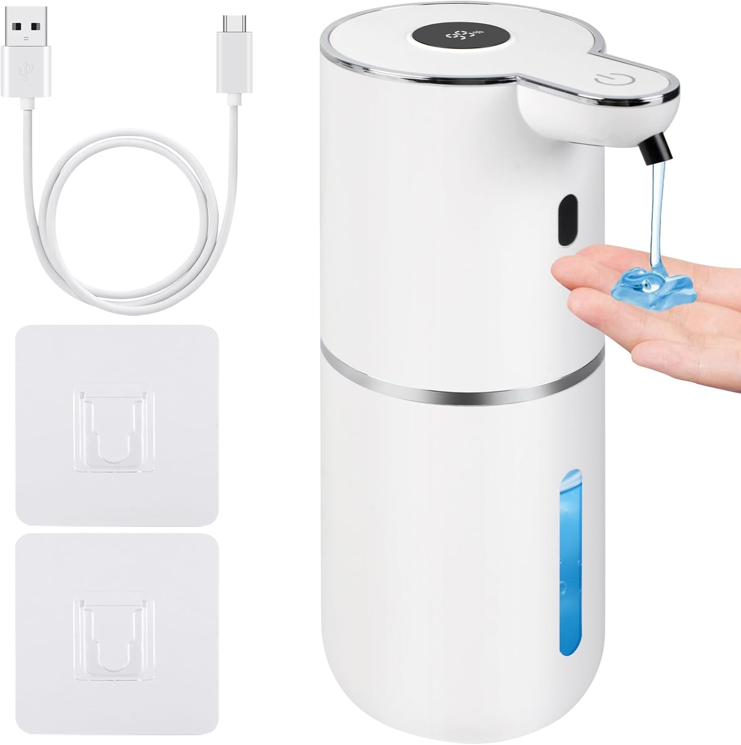 Automatic Liquid Soap Dispenser Touchless, USB-C Rechargeable Hand Soap Dispenser 12.8oz/380ml, 6-Level Adjustable Smart Soap Dispensers Wall Mounted for Bathroom and Kitchen Dish Soap