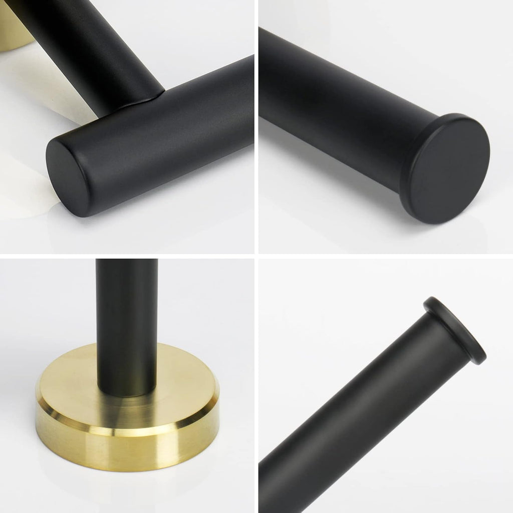 NearMoon Bathroom Toilet Paper Holder, Premium SUS304 Stainless Steel Rustproof Wall Mounted Toilet Roll Holder for Bathroom, Kitchen, Washroom (1 Pack, Black and Gold)