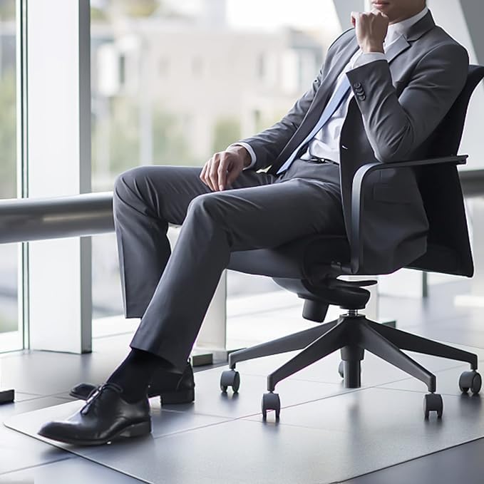 Kuyal Office Chair Mat for Hardwood Floor, 51'' x63'' Rectangle Transparent Desk Thick Durable Chair Mat for Rolling Chairs, Easy Glide, Floor-Protector