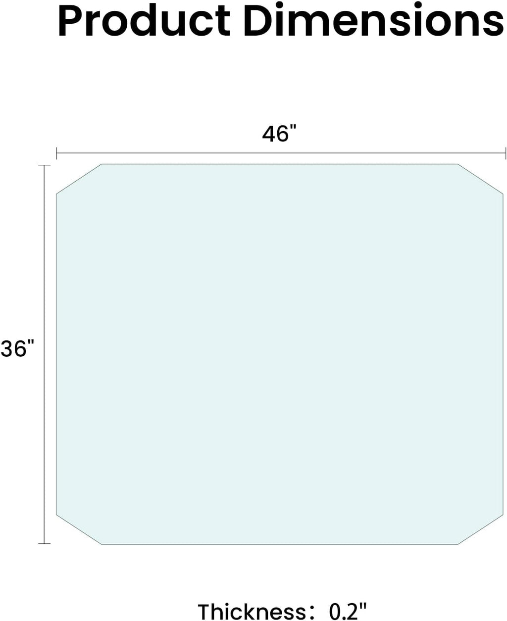 VSARHouse Beveled Edge Tempered Glass Office Chair Mat, 46"x36" Heavy Duty Glass Floor Mat for Carpet or Hard Floors, with Non-Slip Pads, Easy to Slide, Thick 1/5", Octagon, Patent No.30004842
