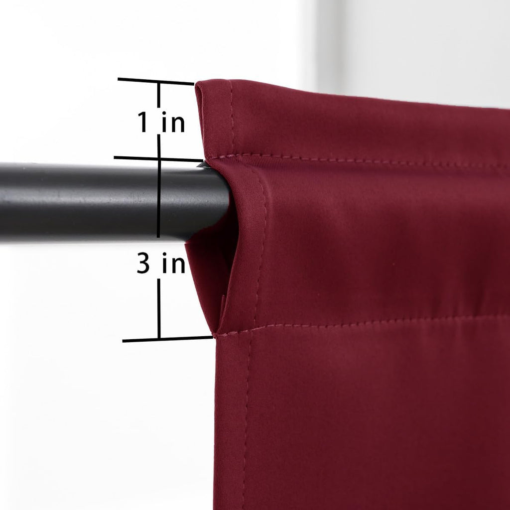 Pickluc Rod Pocket Tier Curtain - Half Blackout Curtain for Kitchen, Bathroom, Cabinet, Basement, 42 Inches Wide and 36 Inches Long, Burgundy Red, 2 Panels