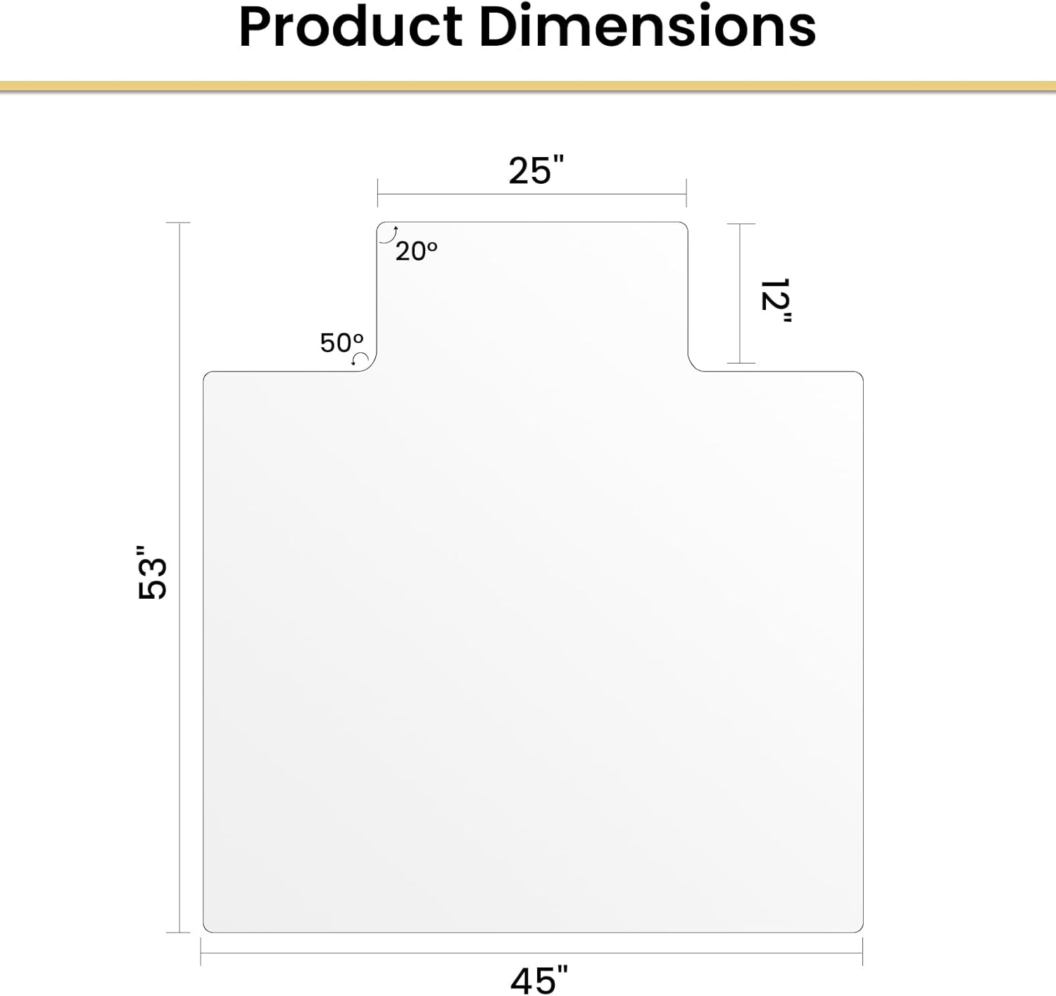 VSARHouse Irregular Tempered Glass Office Chair Mat with Lip, 53"x45" Glass Floor Mat for Carpets or Hard Floors, with Tabbed and Non-Slip Pads, Effortless Rolling, Thick 0.2"