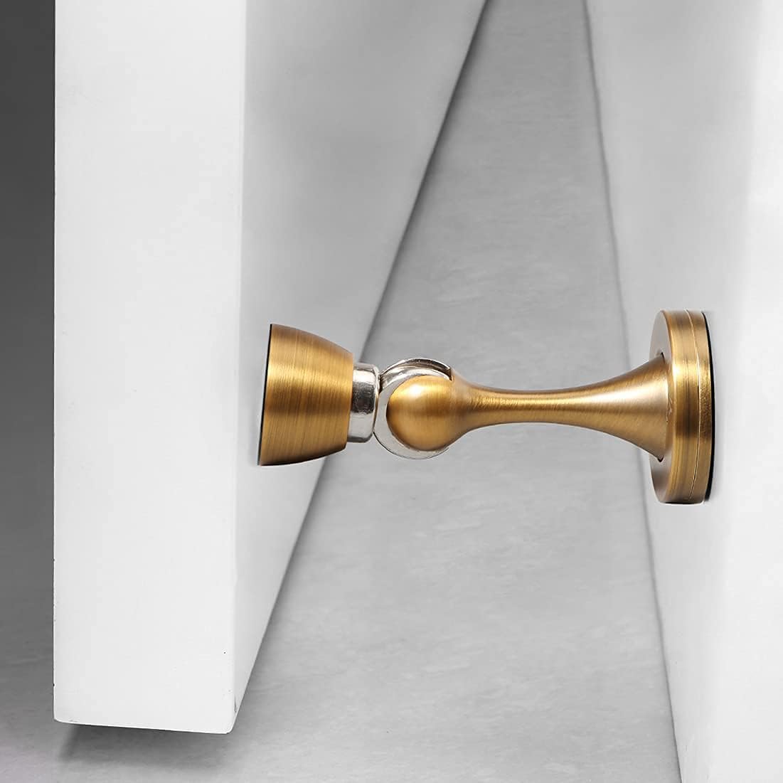 Door Stopper 6 Pack Magnetic Door Stops, Zinc Alloy Antique Brass Door Catch Door Holder Wall Floor Mounted, Metal Soft-Catch