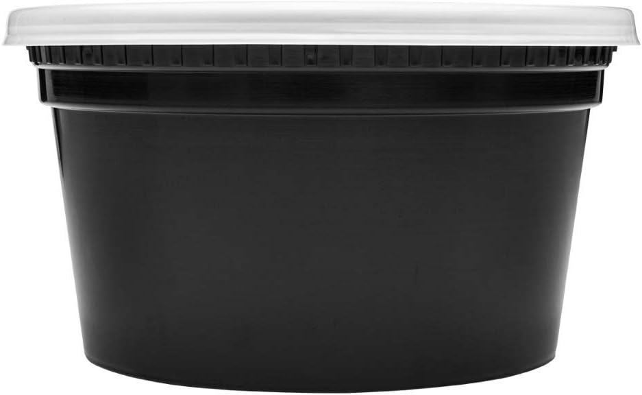 Karat [12oz - 240 ct Black PP Injection Molded Round Deli Containers with Lids (FP-IMDC12-PPB)