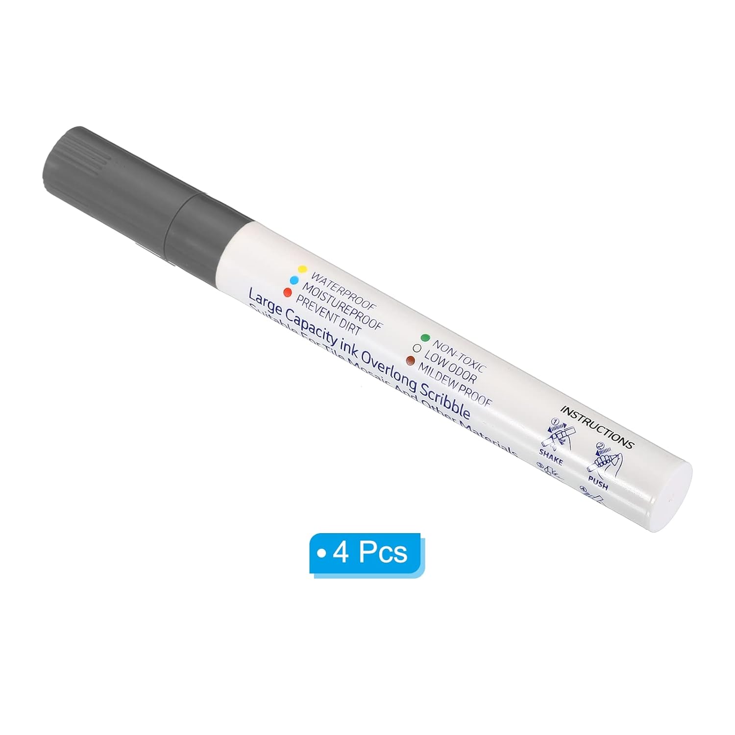 PATIKIL Grout Pen, 4 Pack Dark Grey Tile Marker Waterproof Grout Sealer Pen Tile Repair Pens Paint Pens for Wall Floor Bathroom Kitchen Refresh