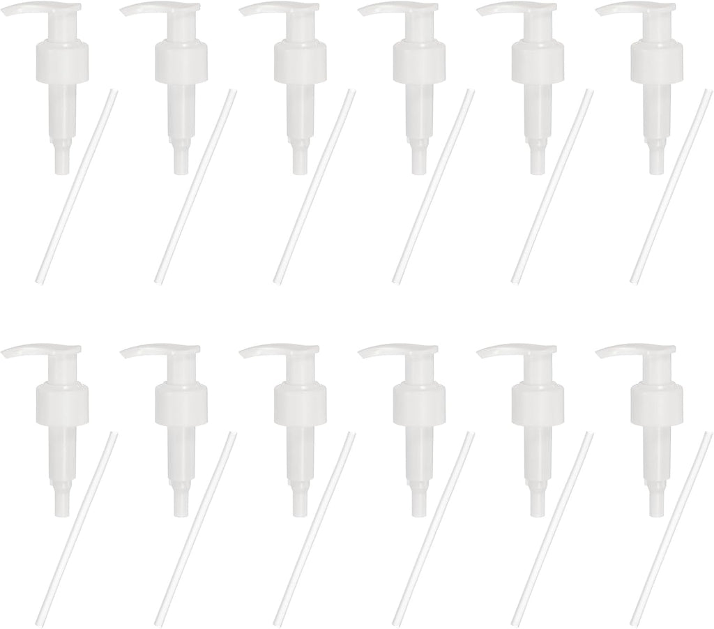 uxcell 12 Pcs Soap Dispenser Pump Heads Soap Dispensers Top Pumps Replacement Switch Pumphead for Standard 24/426 Neck Size Lotion Shampoo Bottle, White