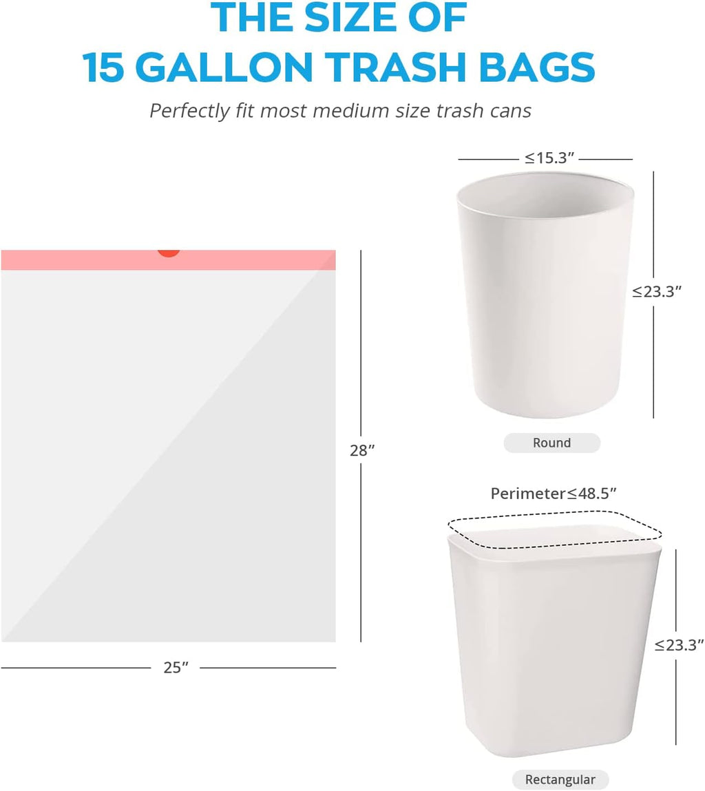 Ultra Thick Heavy Duty Plastic 15 Gallon Drawstring Trash Bags Large 80 Count White Leak Proof Garbage Bags for Tall Kitchen Home Office Outdoor
