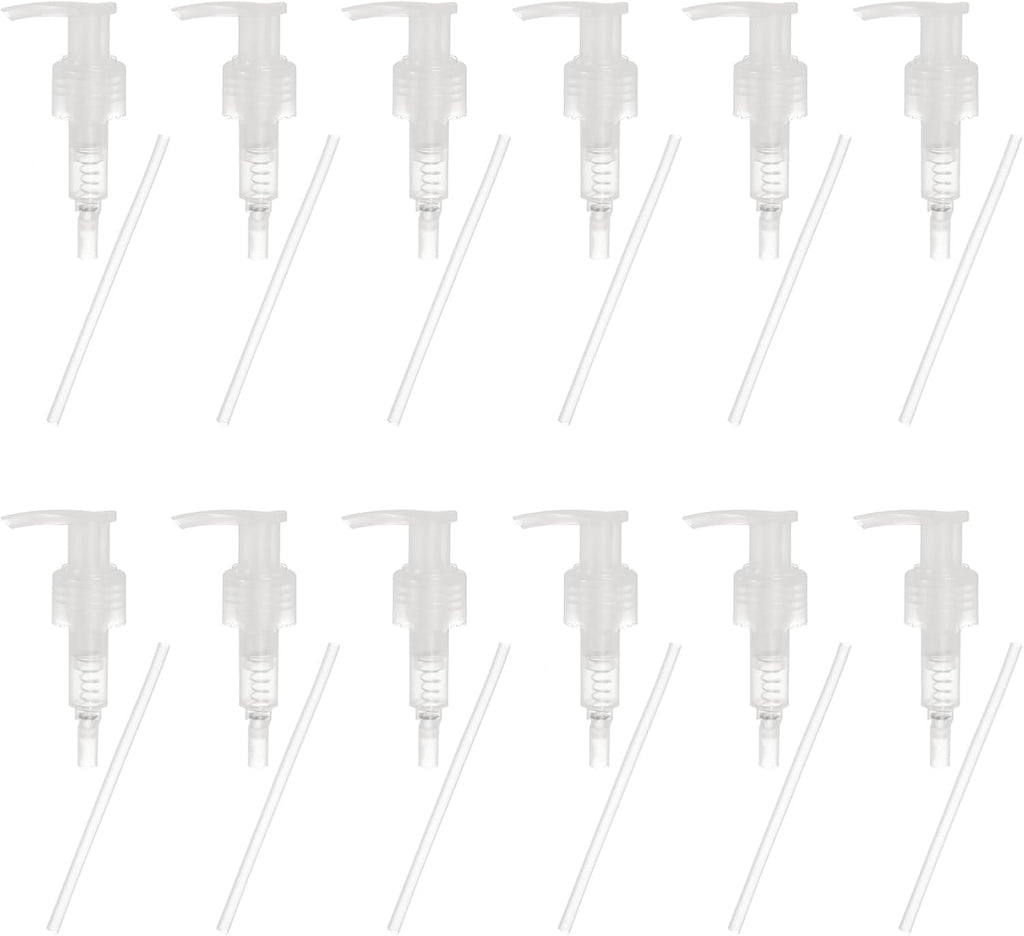 uxcell 12 Pcs Soap Dispenser Pump Heads Soap Dispensers Top Pumps Replacement Switch Pumphead for Standard 24/427 Neck Size Lotion Shampoo Bottle, Transparent