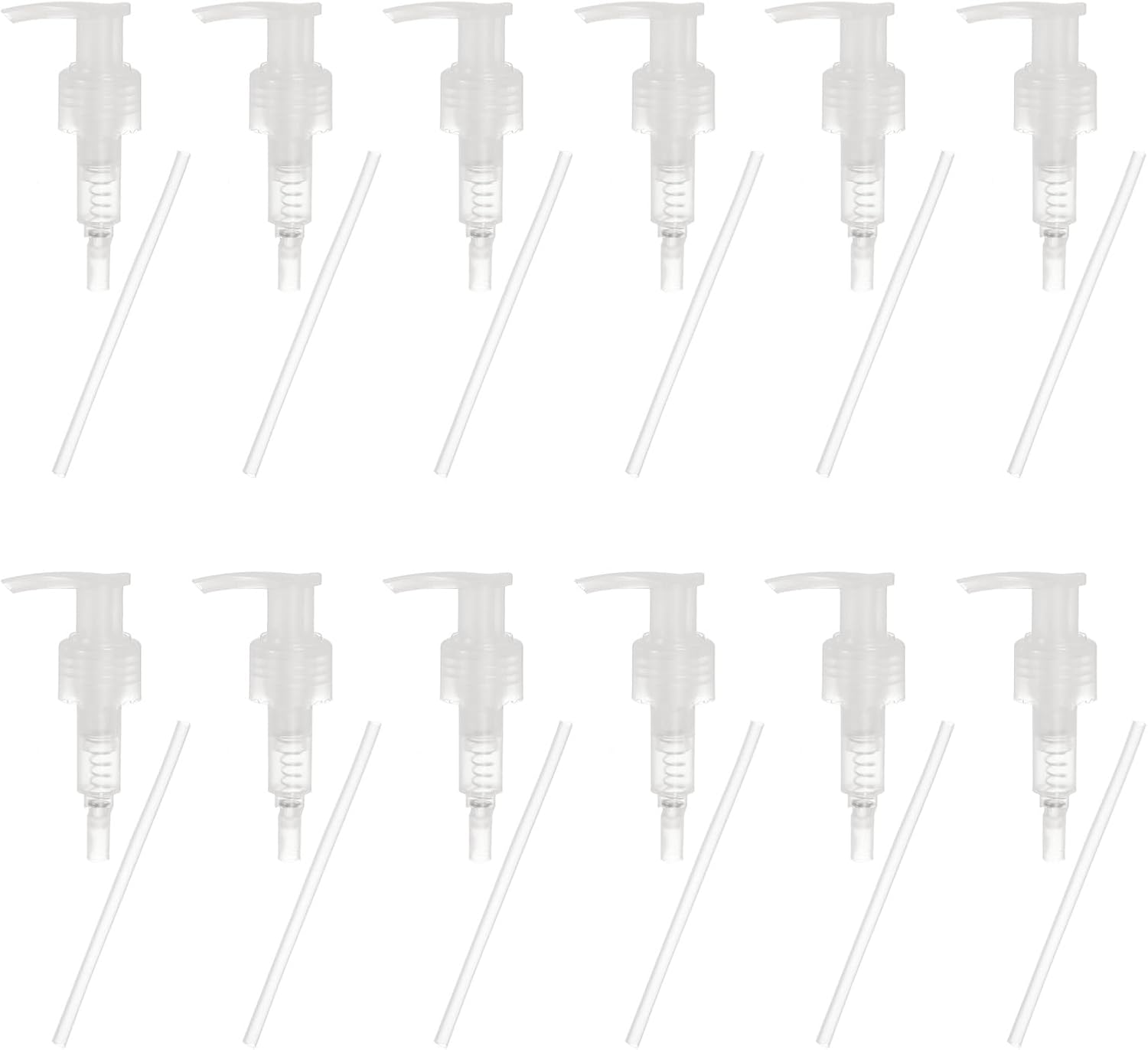 uxcell 12 Pcs Soap Dispenser Pump Heads Soap Dispensers Top Pumps Replacement Switch Pumphead for Standard 24/427 Neck Size Lotion Shampoo Bottle, Transparent