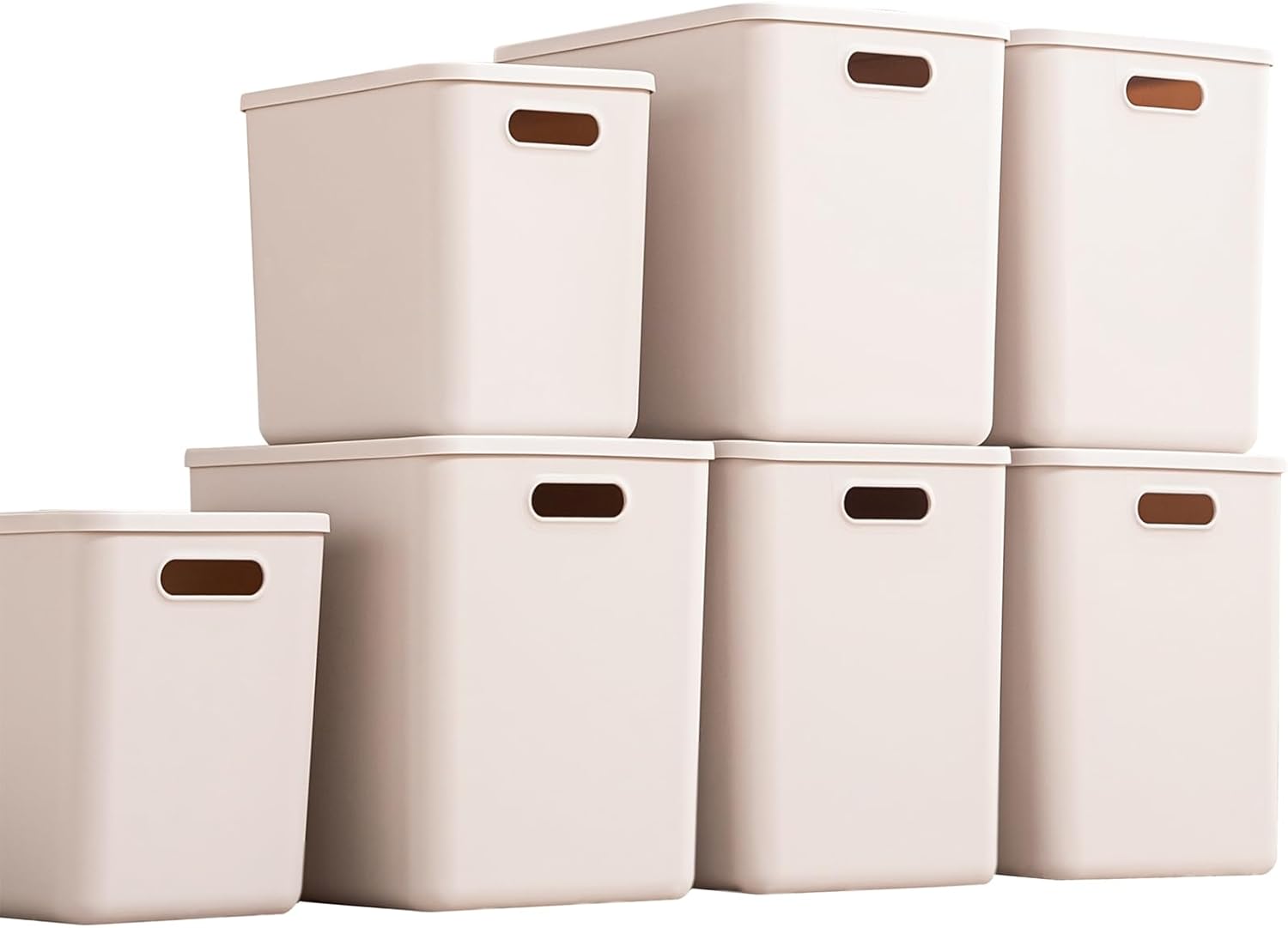 Plastic Storage Bins with lids,Storage Baskets,Container with handle,Storage Organizer Bins for Shelves,Office,Bedrooms,Closets, Cabinets(Grey，5XL+2L)