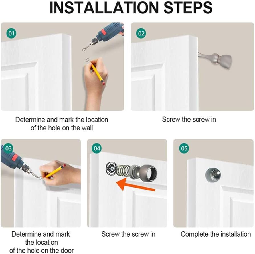 Magnetic Door Stop, Magnetic Door Catch, Door Holder, Door Stops, Wall Mounted, Floor Mounted, Door Banging Prevention (White, Large x 2pack)