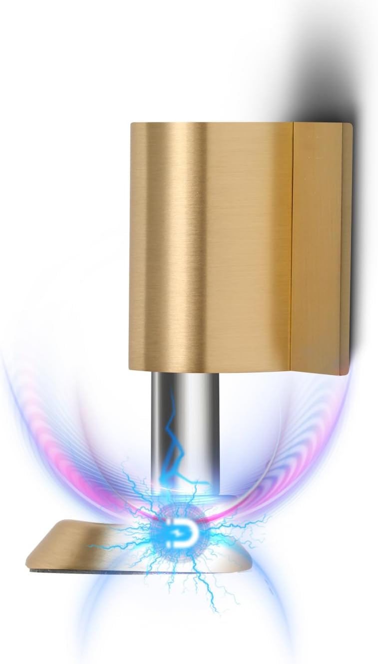 3 Pack Magnetic Door Stoppers Retractable Bottom of Door Holder No Drilling Mount Floor Door Stop with Screws and Adhesive Catch Door Keep Door Open Brushed Gold BG-3