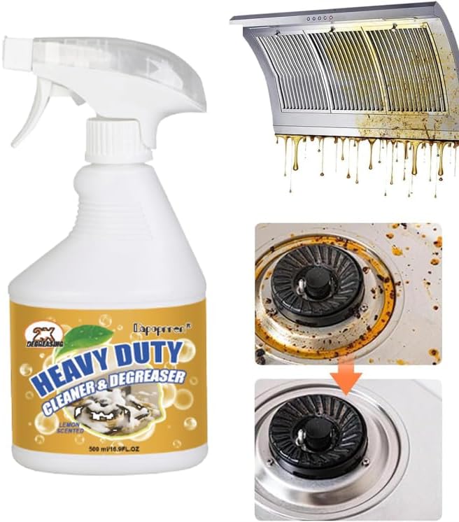 Powerful Kitchen Degreaser Foam Spray, Kitchen Heavy Oil Cleaning Agent, All Purpose Household Cleaning Spray for Oven,On All Surfaces,Lemon Fresh Scent 500ml
