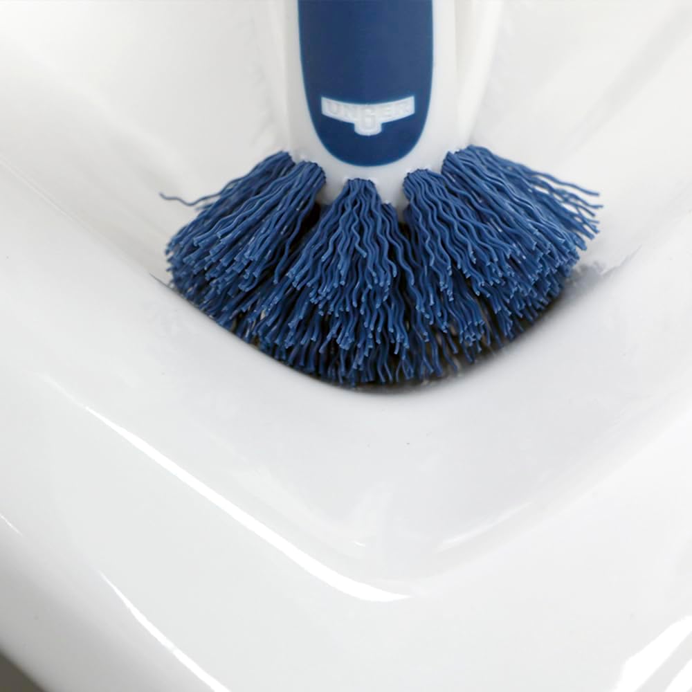 Unger 2-in-1 Bath and Tile Scrubber Brush Tool, Crevice Cleaning Supplies, Dishwasher Safe, Rounded Bristles for Bathroom Scrubbing, Great for Tile, Bathtubs, and Showers