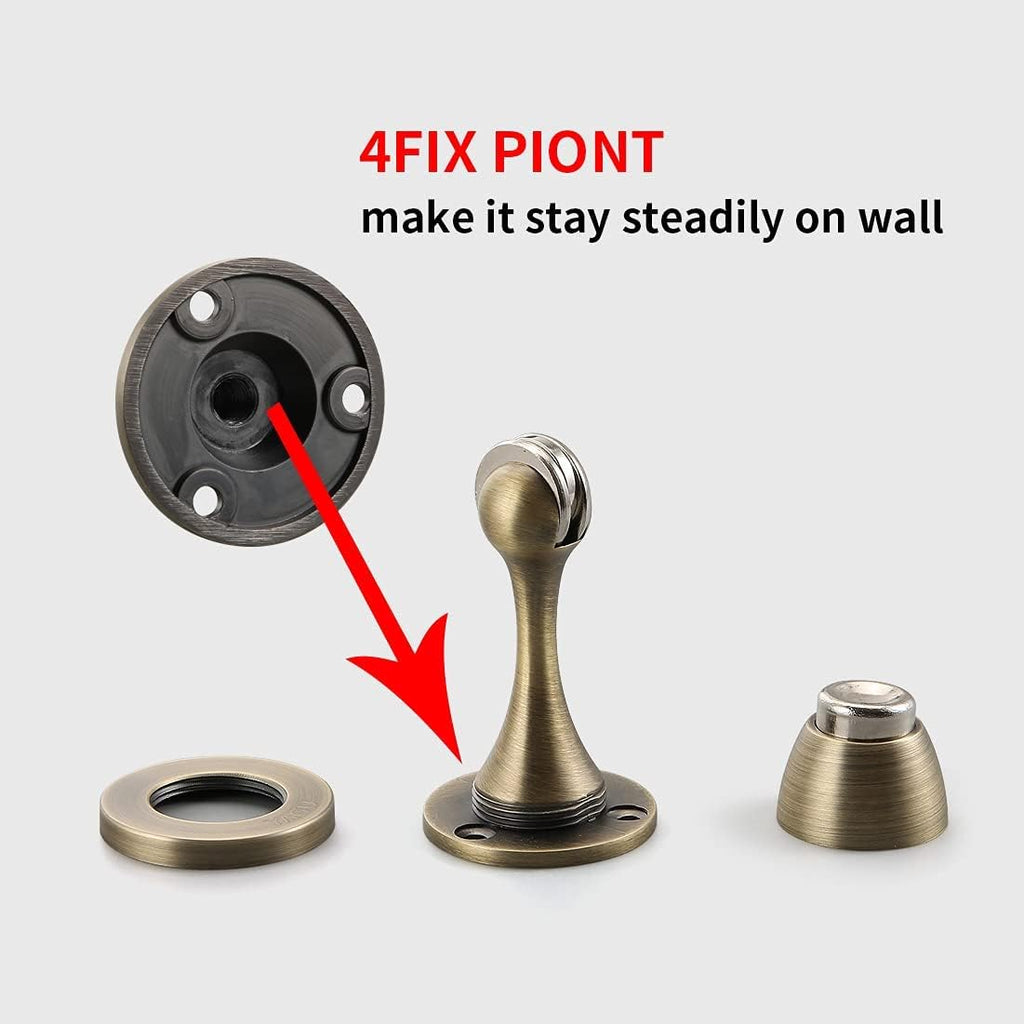 YAGU Door Stopper 1 Pack Magnetic, Zinc Alloy Brushed Bronze Door Stops Catch Holder Wall Floor Mounted, Magnet Metal Soft-Catch