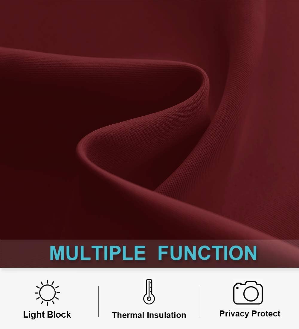 RYB HOME Blackout Curtains for Half Window Kitchen, Thermal Insulated Curtain Panels for Bedroom/Living Room, 42 x 36 inches Each Panel, Burgundy Red, 2 Panels