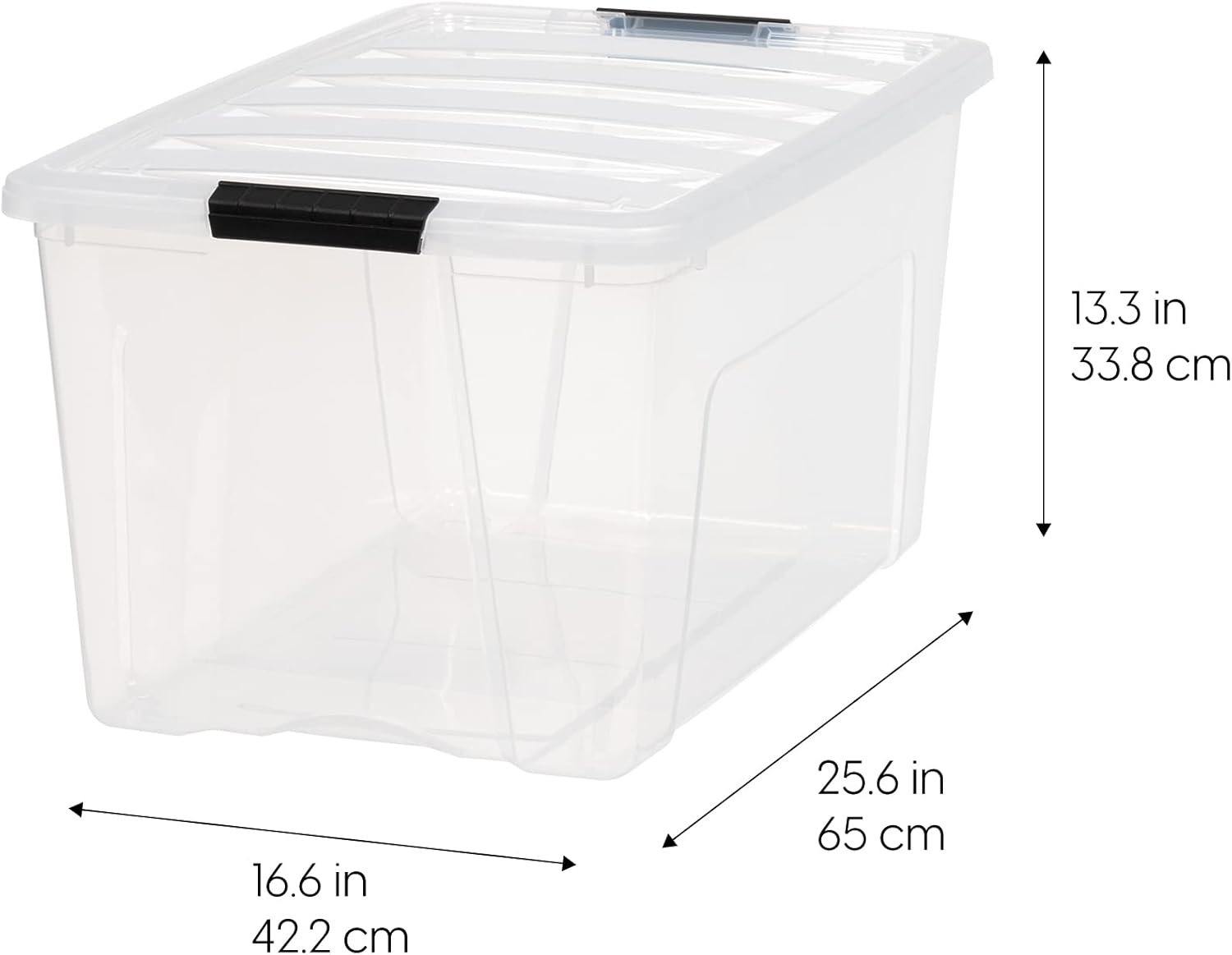 IRIS USA 72 Qt Stackable Plastic Storage Bins with Lids, 4 Pack - BPA-Free, Made in USA - See-Through Organizing Solution, Latches, Durable Nestable Containers, Secure Pull Handle - Clear