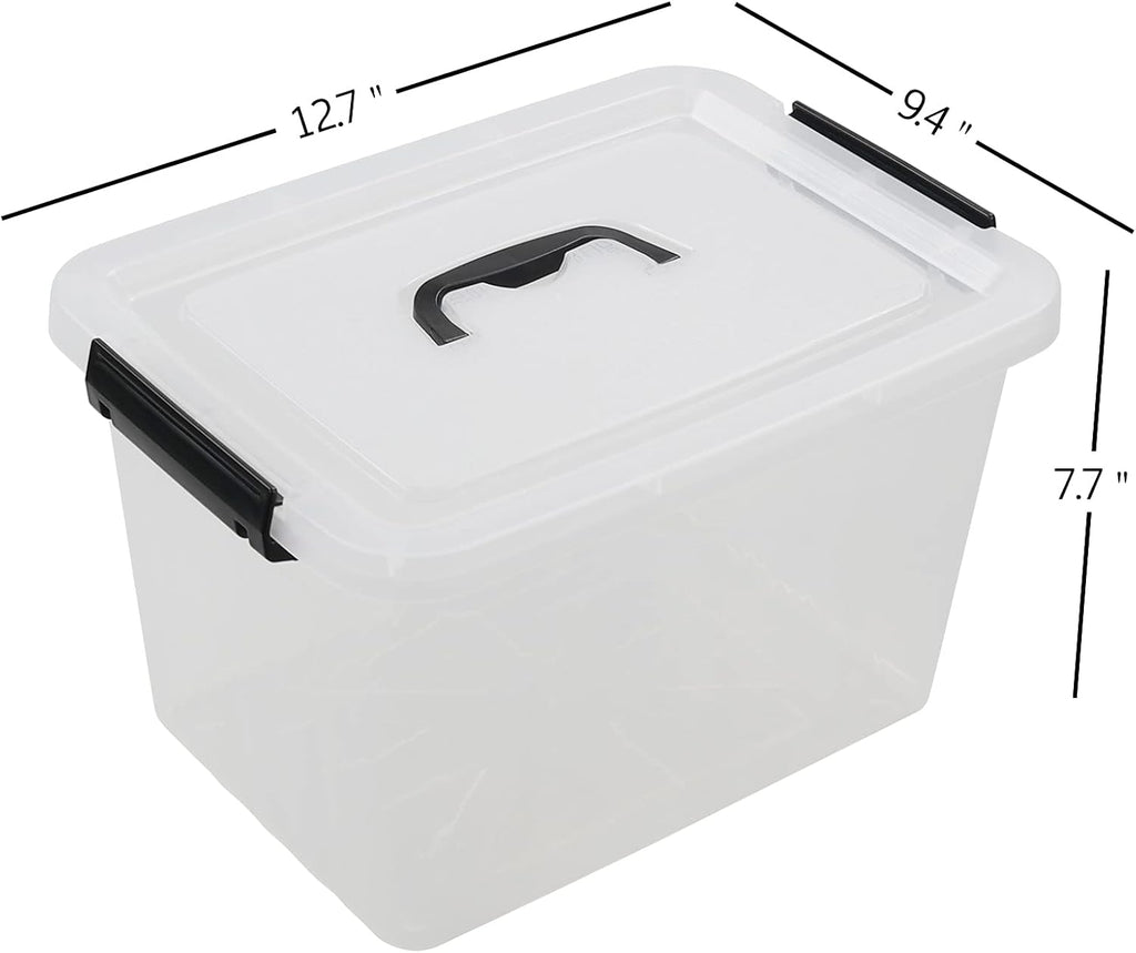 Zopnny 12 Quart Storage Latch Bins with Handles, Plastic Clear Storage Box with Lid, 6 Pack