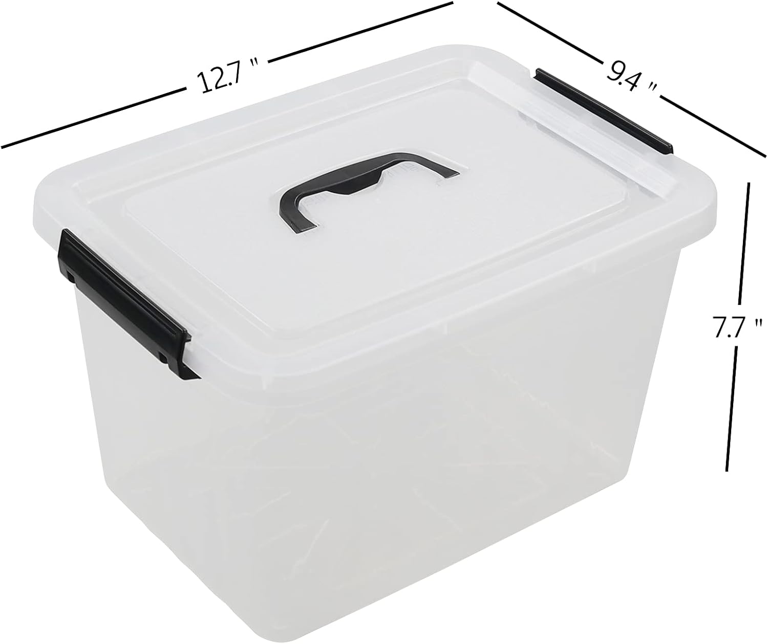 Zopnny 12 Quart Storage Latch Bins with Handles, Plastic Clear Storage Box with Lid, 6 Pack