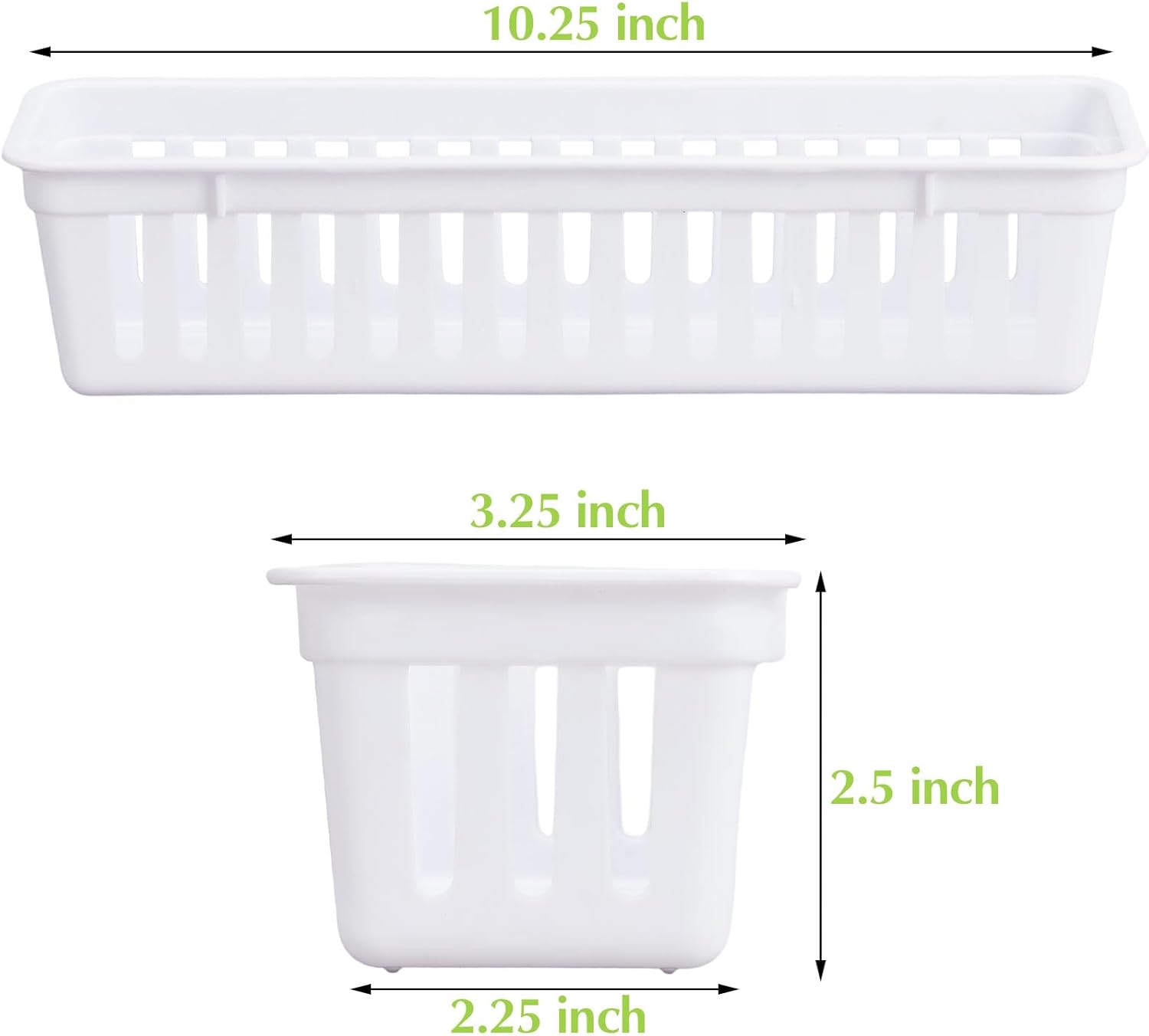 Domensi 12 Pack Slim Plastic Storage Baskets Tray for Organizing 10.25 x 3.25 x 2.5 Inch Small Narrow Storage Bins Stackable Drawer Pencil Trays Holder for Desk Garage Cabinet Containers(White)