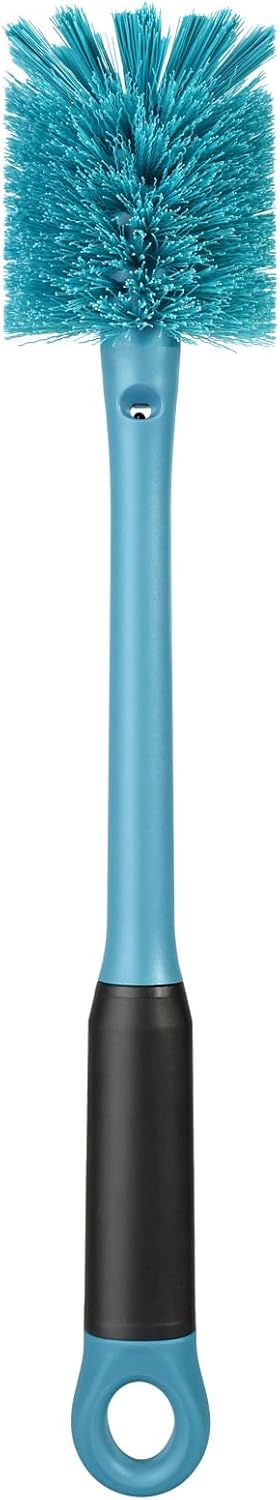 2-in-1 Bottle Cleaning Brush and Hidden Straw Brush, Long Handle Water Bottle Brush Cleaner with Replaceable Head for Sports Bottles, Baby Bottles, Mugs, Straws, Smokey Blue