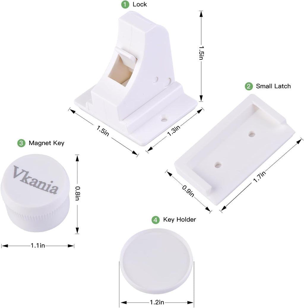 10 Pack Vkania Magnetic Cabinet Locks Baby Proofing - Baby Safety Latches for Drawers and Cabinets - Easy Installation No Drilling