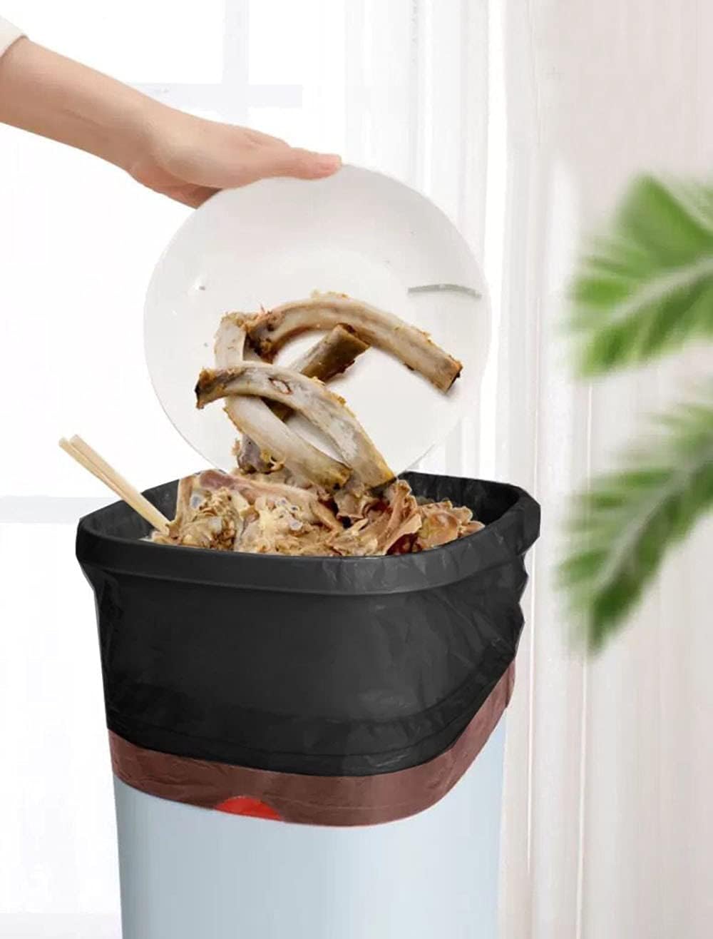 Feisco 6-7 Gallon Black Trash Bag,Medium Drawstring Garbage Bag Trash Can Liner,100 Counts,0.67 Mil