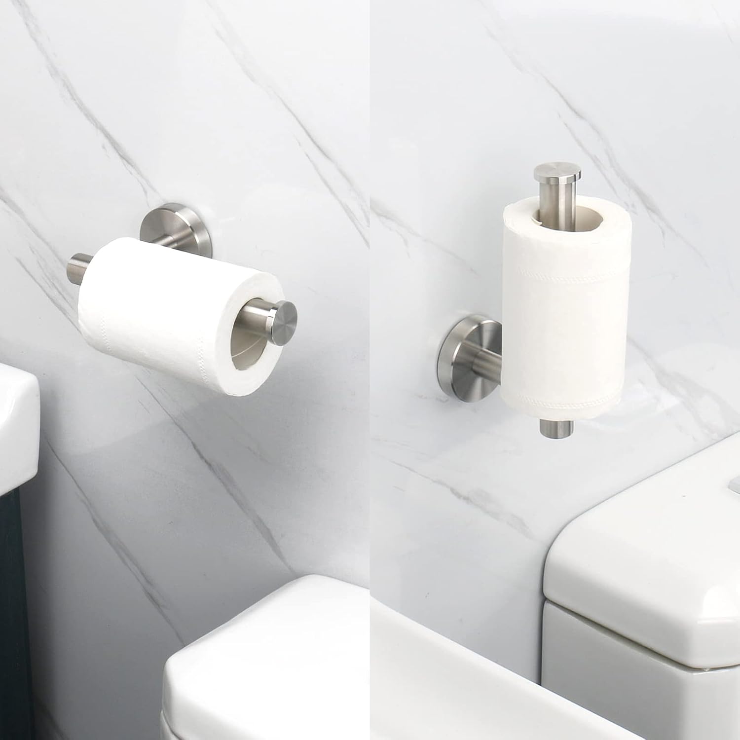 NearMoon Bathroom Toilet Paper Holder, Premium SUS304 Stainless Steel Rustproof Wall Mounted Toilet Roll Holder for Bathroom, Kitchen (2 Pack, Brushed Nickel)