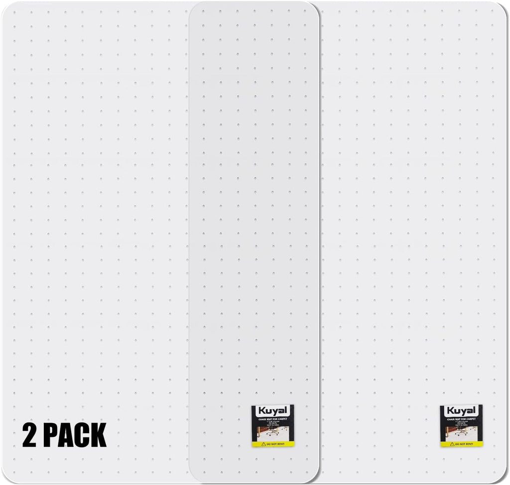 Kuyal Office Chair Mat for Carpet, 2 Pack 32x 49 Clear Heavy Duty Computer Chair Mat, Under Desk Protector Carpeted Floors Mat, Easy Chair Movement,Ship Flat
