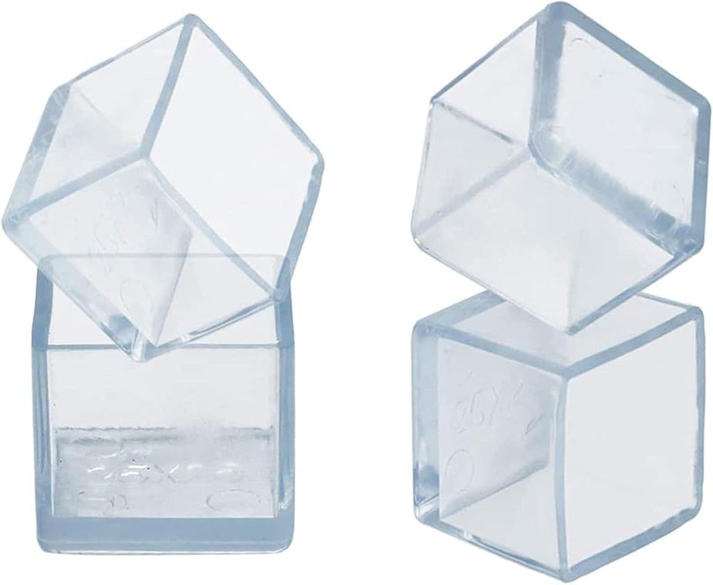 16 Pcs Transparent Square Anti-Slip Rubber Leg Tips Chair Leg Caps Furniture Floor Protectors Chair Table Bar Stool Leg Covers Furniture Leg Cube Feet 1.18 Inch x 1.18 Inch (30 x 30mm)