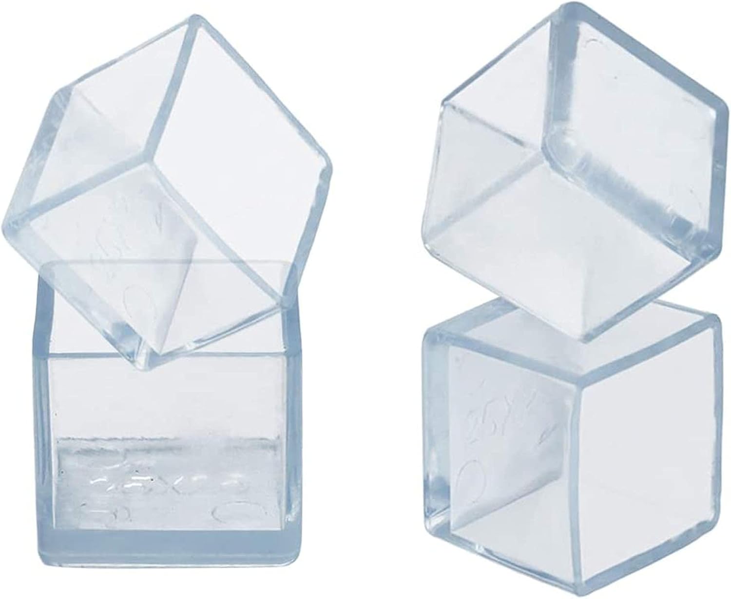 16 Pcs Transparent Square Anti-Slip Rubber Leg Tips Chair Leg Caps Furniture Floor Protectors Chair Table Bar Stool Leg Covers Furniture Leg Cube Feet 1.38 Inch x 1.38 Inch (35 x 35mm)