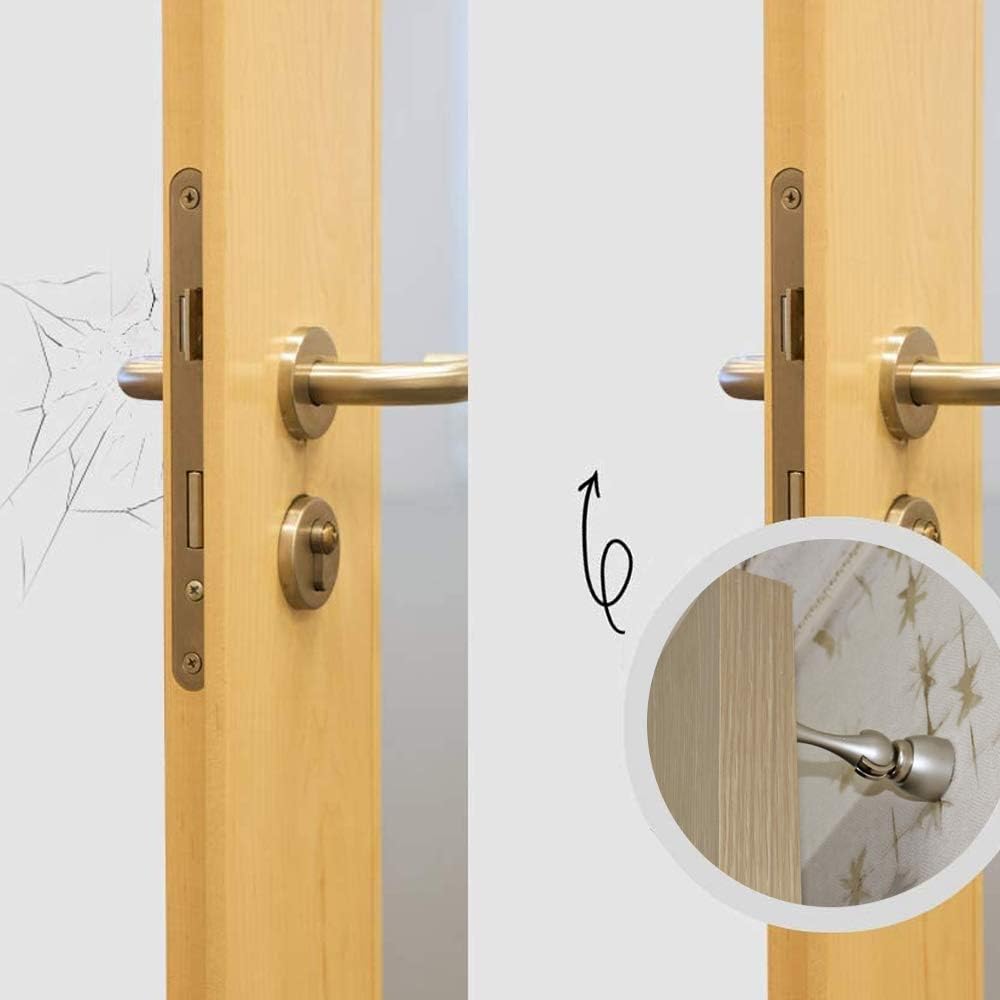 Magnetic Door Stop, Stainless Steel, Magnetic Door Catch, Door Holder, Door Stops, Wall Mounted, Floor Mounted, Door Banging Prevention (Large x 2pack, Brown)