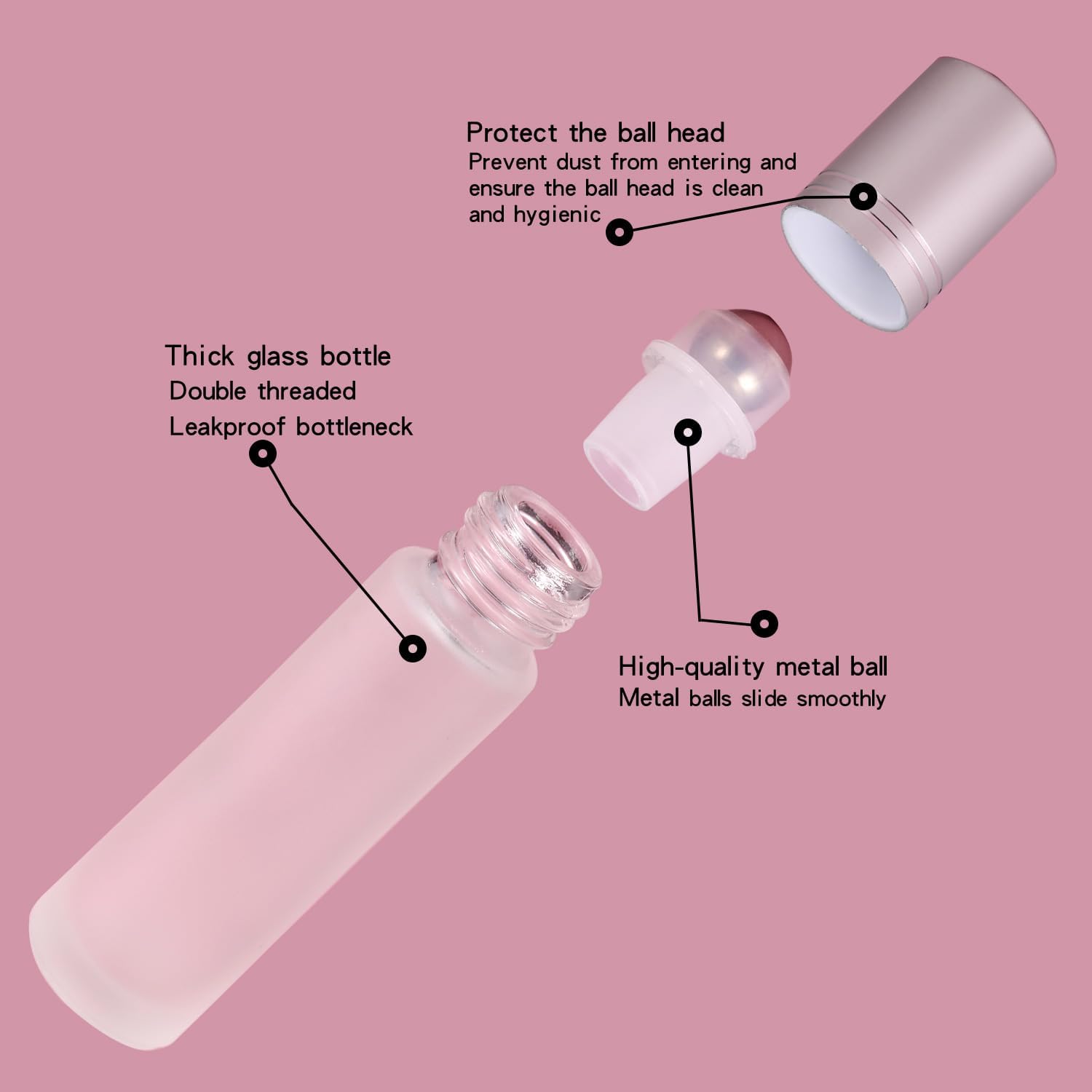 12 Pack Essential Oil Roller Bottles,10ml 0.34oz Empty Frosted Glass Roller Bottles with Stainless Steel Roller Balls and Caps Refillable Container for Perfume Roll on Bottles (12 Pack Silver Caps)