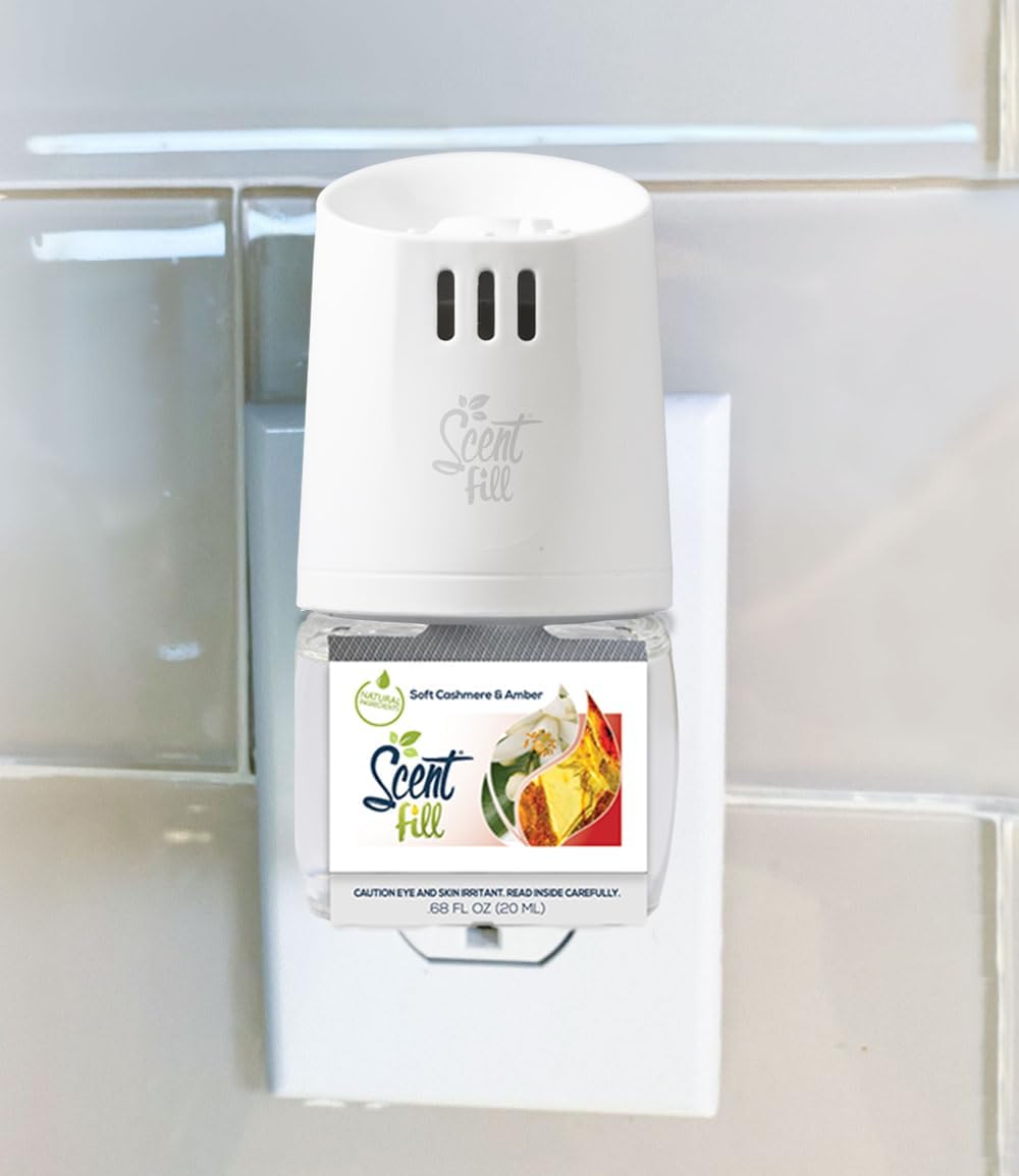 Scent Fill Soft Cashmere & Amber Plug in Air Freshener, 4 Scented Oil Refills