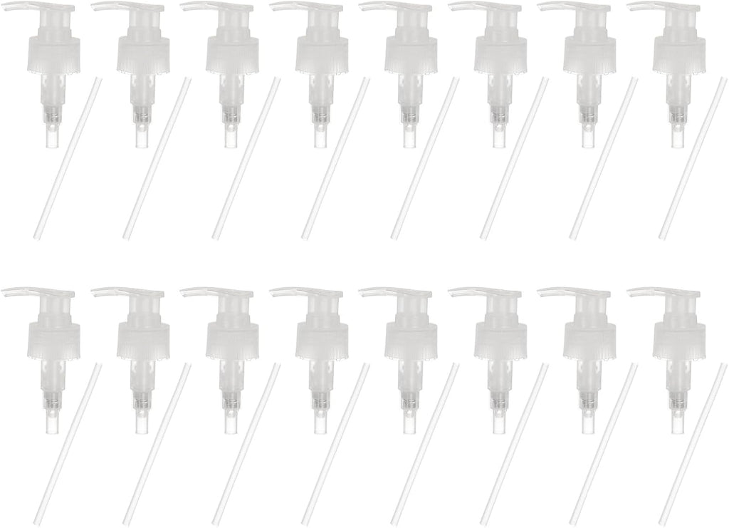 uxcell 16 Pcs Soap Dispenser Pump Heads Soap Dispensers Top Pumps Replacement Switch Pumphead for Standard 24/421 Neck Size Lotion Shampoo Bottle, Transparent