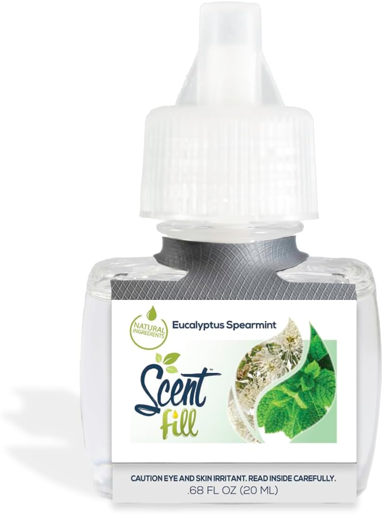 Scent Fill Eucalyptus Spearmint Plug in Air Freshener, Scented Oil Refills, 2 Refills + Diffuser