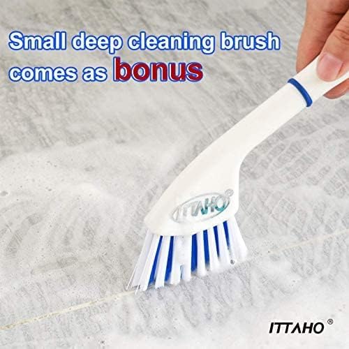 ITTAHO Floor Scrub Brush - 2 in 1 Deck Scrub Brush with Long Handle for Tile, Deck, Patio, Marble, Garage, Wall, Kitchen, Bathroom