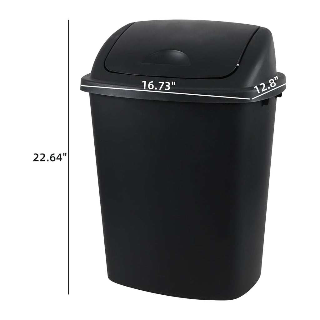 10 Gallon / 40 L Swing Lid Kitchen Trash Can, 4-Pack, Office, College, Classroom Garbage Bins, Plastic Waste Basket, Black