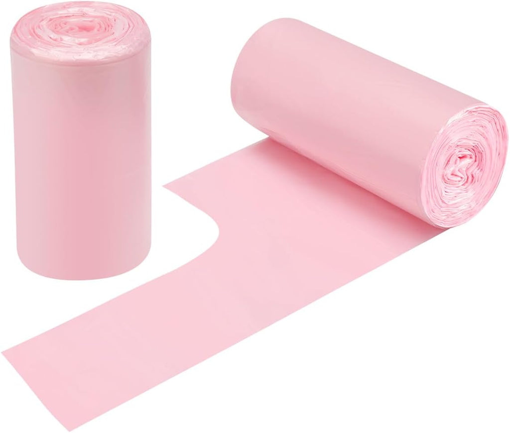 2-4 Gallon Portable Trash Bags,60 Counts Thicken portable Small Garbage Bags for Office, Kitchen,Bedroom Trash Can,Strong Trash Bags（Pink）