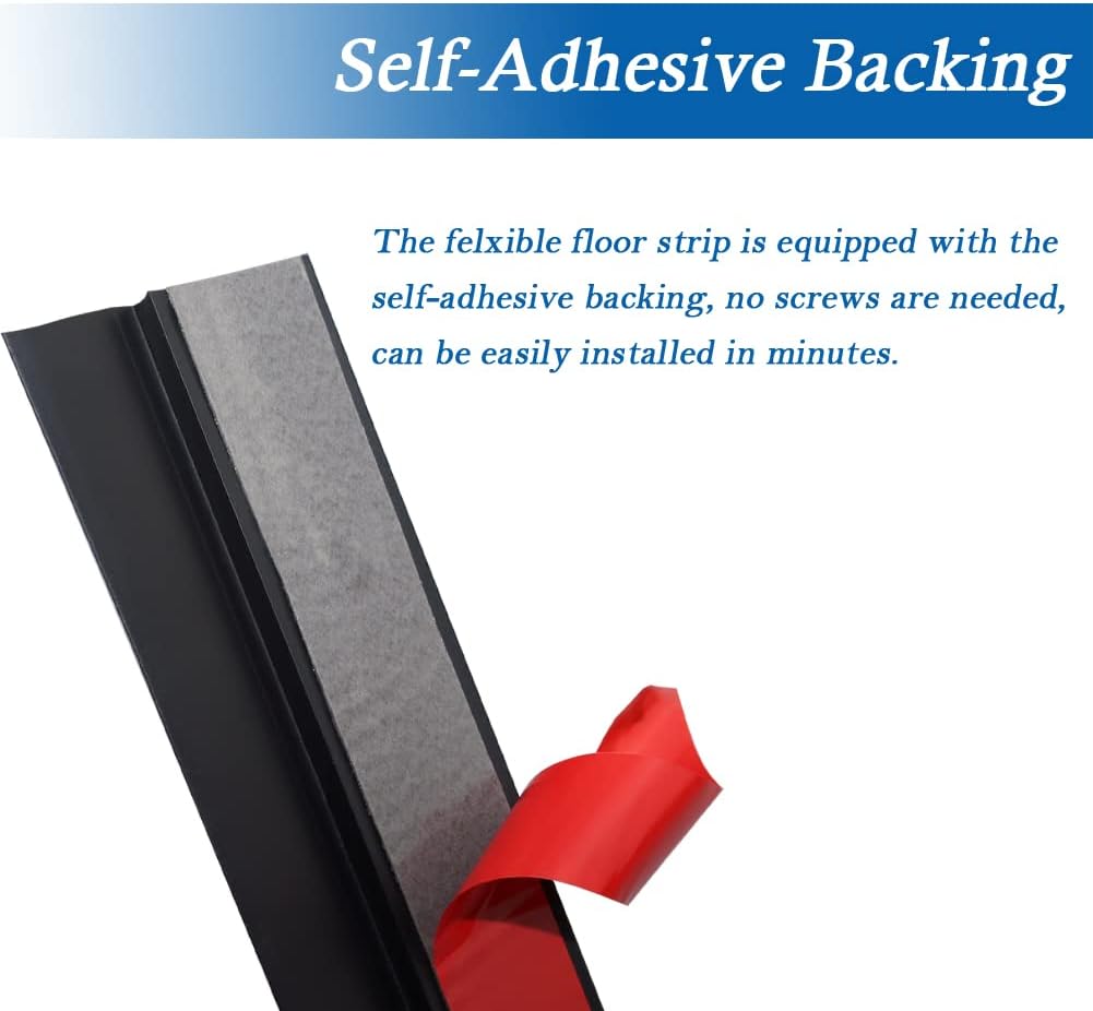 Floor Transition Strip Self Adhesive Carpet & Flooring Transitions Edging Trim Strip PVC Threshold Transitions Suitable for Threshold Height Less Than 3mm (3.3Ft, Black)